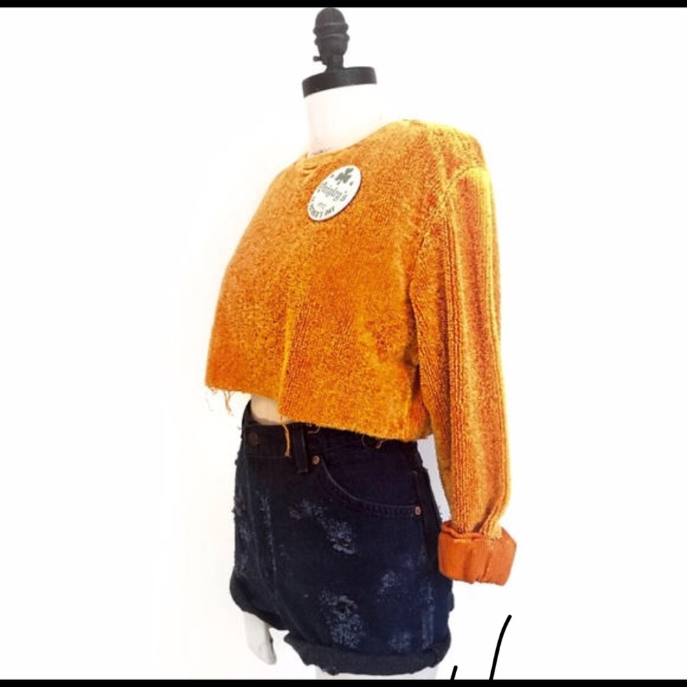 Vintage Terry Cloth Orange Crop Sweatshirt 🔥 - Picture 2 of 3